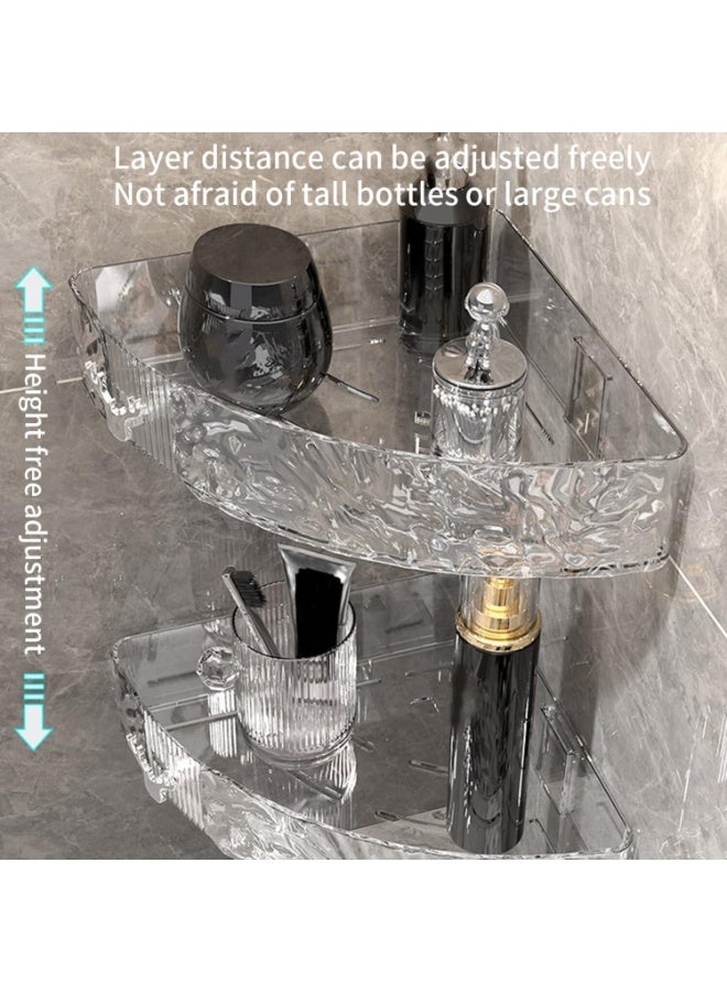 FAYET 2 Pack Wall Mount Corner Shelves, Space-Saving Floating Shelves with Raised Guard Rails for Bathroom, Kitchen, Home Storage - Image 2